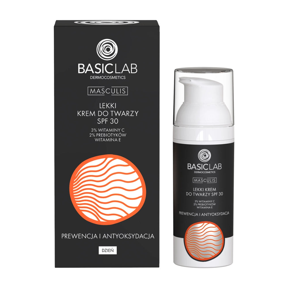 BasicLab Masculis Lekki krem do twarzy SPF 30 Prewencja i Antyoksydacja, 50ml
