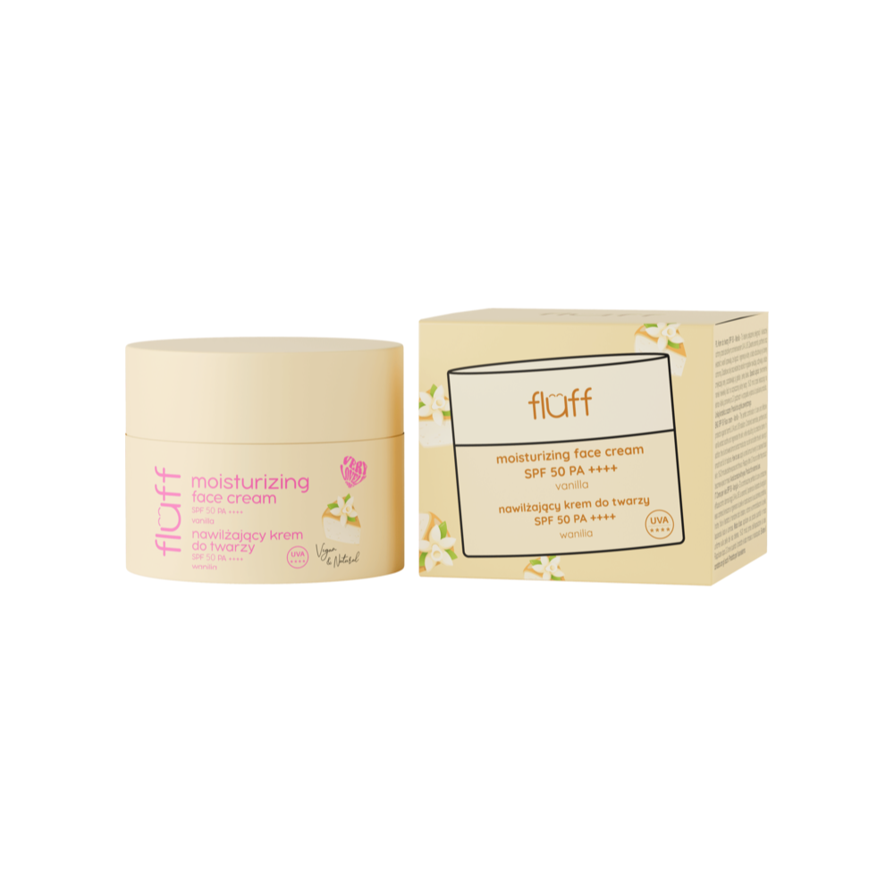 FLUFF Krem do twarzy, nawilżający, SPF 50, Wanilia, 50 ml