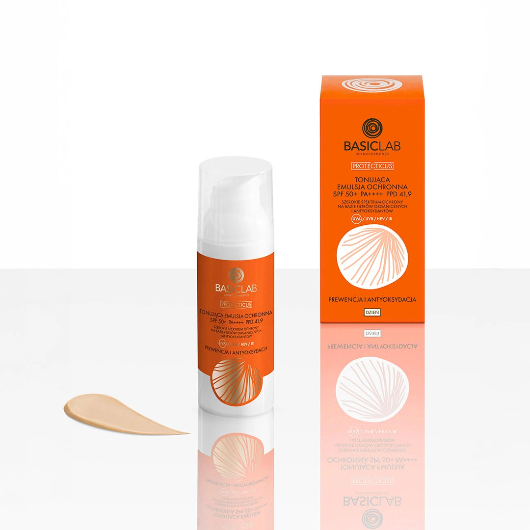 BasicLab Tonująca emulsja ochronna SPF 50+ Prewencja i Antyoksydacja 50ml