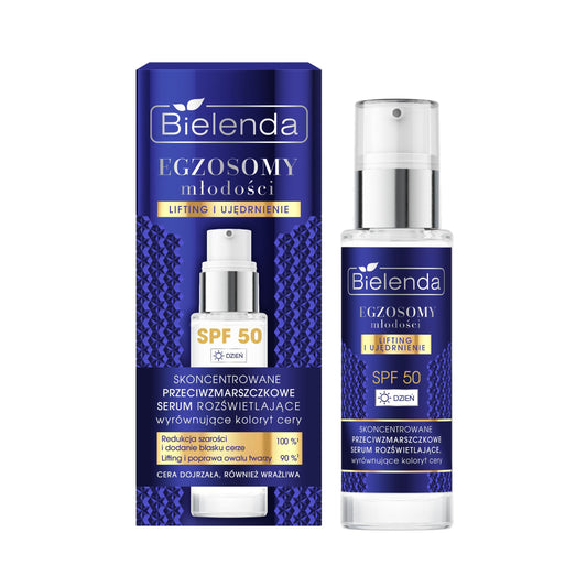 BIELENDA przeciwzmarszczkowe serum rozświetlające, wyrównujące koloryt SPF 50, 30ml