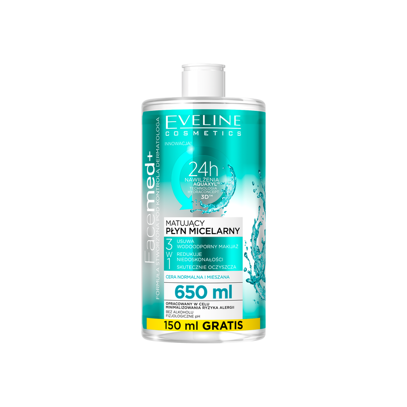 Eveline Facemed+ Matujący Płyn Micelarny Cera Normalna i Mieszana 650 ml