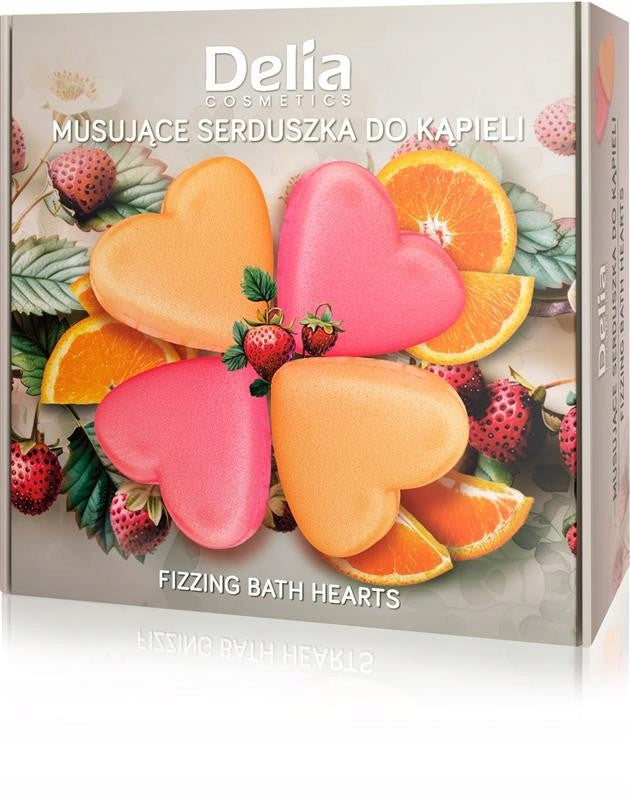 DELIA Zestaw Musujące kule - serduszka do kąpieli  4 x 100g