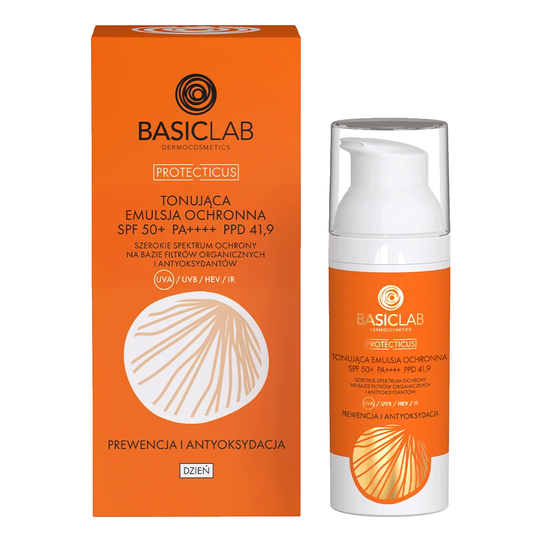BasicLab Tonująca emulsja ochronna SPF 50+ Prewencja i Antyoksydacja 50ml