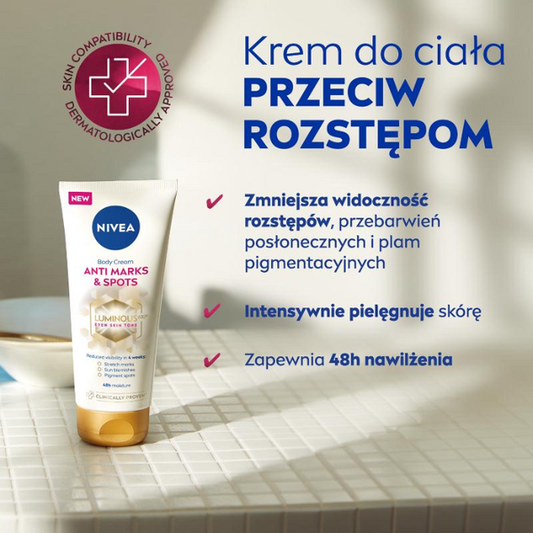 Nivea Luminous 630  krem do ciała przeciw rozstępom i przebarwieniom, 200 ml