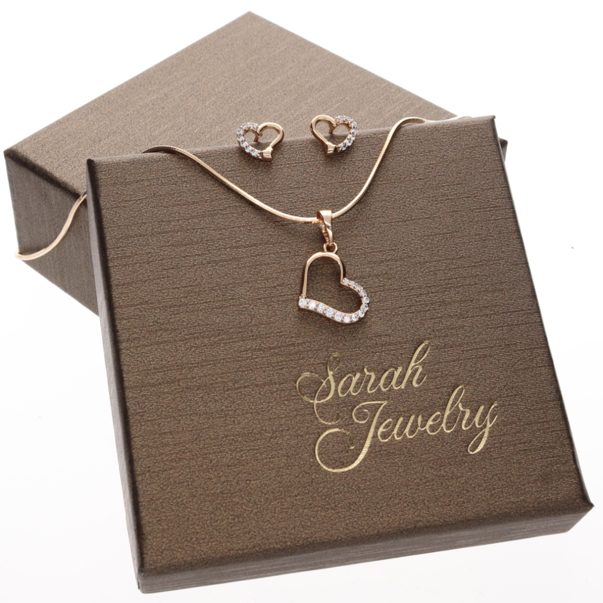 Komplet serca  z cyrkoniami