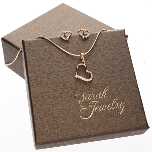 Komplet serca  z cyrkoniami