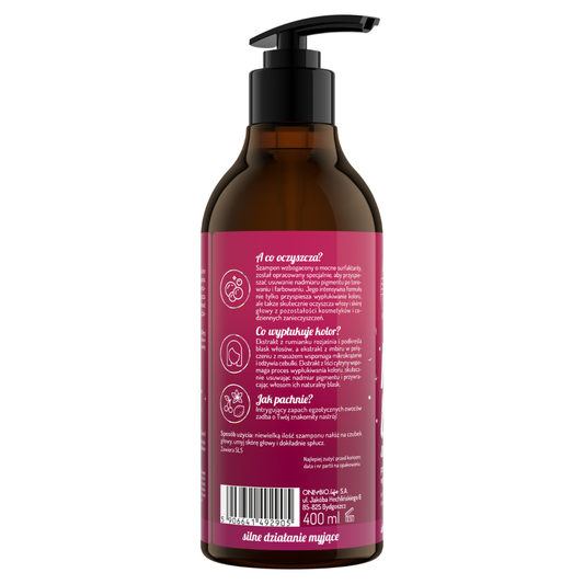 ONLYBIO Szampon do włosów przyspieszający wypłukiwanie koloru, 400 ml